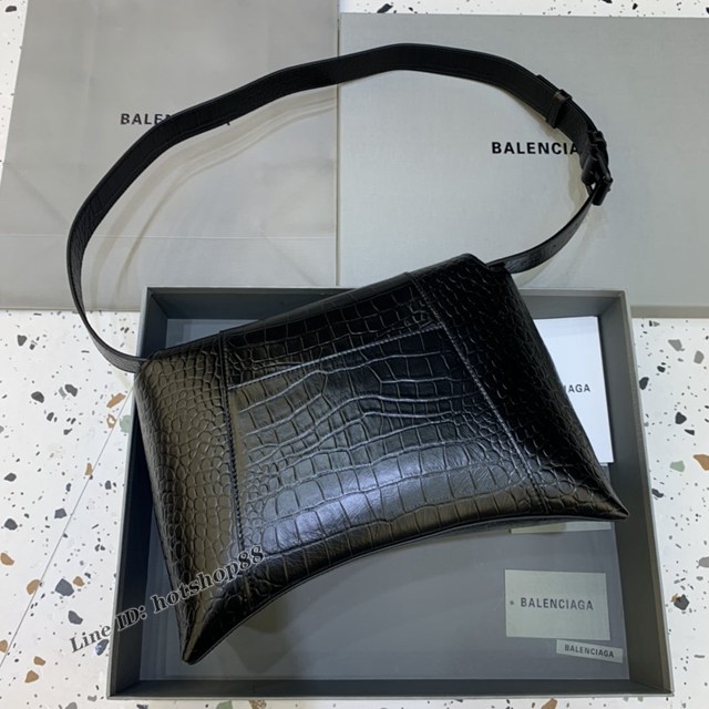 Balenciaga巴黎世家專櫃爆款超大號鱷魚黑Hourglass沙漏包 fyj1811